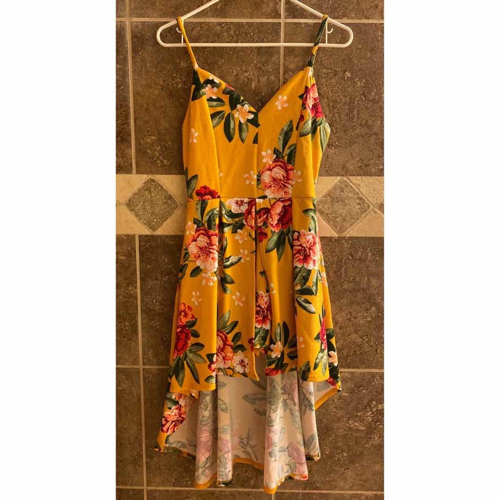 Yellow flower High Low Romper